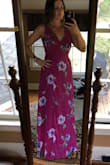 Love this dress! Lovely material and pattern. Got lots of compliments at dinner! Nice and long, I could wear heels with this if desired. - Jessica L.
