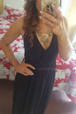 Love this! Did have to get this hemmed but I find I always have to get their maxi dresses hemmed.
The top runs a little large and you can only wear with pasties. Also found the straps kept falling down. But all in all a great dress. - Christine F.