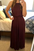 Planning on wearing this to a wedding this Fall. Love the color, & that it's comfortable and flowy. The top is a tiny bit baggy, might take it in a smidge. But otherwise it's so great! Can't wait to wear it!! - Shanae P.