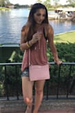 I love this top! It's so comfy and even though it's loose, it fits perfect. I paired a bralette underneath. The material is thin but not see through. You can def dress this up with the right shoes and accessories. - Sarah P.