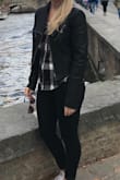 Super cute jacket! Wore it on a recent trip and am in love! Definitely size up. I'm usually a small and ordered a medium and it fits perfectly! - Emily G.