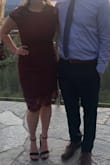 The color is beautiful- it's a true wine/burgundy color! The fabric is thicker but you can still move around. Also with the thicker fabric, it's easier to wear it without a bra. The length is a little longer than some of the other Lulus dresses I've purchased in the past. The only uncomfortable thing about this dress is by the end of the night, the lace was rubbing under my arms. - Alyssa V.
