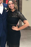 I loved the dress. It hit me in all of the right places. A bit tight in the small, but if I ordered the medium it would of been too big. I received lots of compliments! Overall I felt very confident and sexy in this dress. Cannot wait to wear it again! - Ashley C.