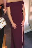 I ordered the dress in burgundy in a size Medium. It fits me like a glove, has a thick and flexible fabric and the color is beautiful. The length is perfect with 4 inch heels. I'm wearing the dress to a black tie optional wedding in late November and I can't wait to where it. I would consider ordering it in black just to have around. - Andrea P.