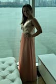 This dress is so beautiful! A bit long so I had to get it hemmed but I am also very short. I used a pin to close up the top a bit. It was too low for a 32 D. - Vanessa V.