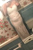 I actually already purchased my wedding dress, which I absolutely LOVE. I wanted a second dress to wear to my reception that was more fitted to my body. (My dress is a princess style). Im so excited that I stumbled across this little beauty. It accentuates the curves so well, and the fabric is really light. The lining is nude, the dress looks more expensive then it is. It actually resembles my dress if It was a princess cut, which is exactly why I got it. It's a little long since I'm 5'5 and I don't want it hemmed because the bottom lace is so beautiful. I'll just wear really tall heels. Thanks again for another great purchase! - Alexis C.