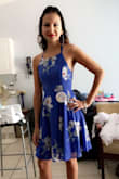 I ordered this dress for my birthday and I loved it! I got so many compliments about it. The long straps allowed me to tighten it to my liking. I wore a sticky bra underneath without issues. - Leslie Z.