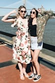 The slit is a little cautious for a windy day but the dress is perfect because it's a wrap dress. Does wrinkle but can easily be steamed out. - Kelly M.