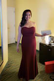 I loved this dress. I wore it to a friend's wedding that took place at night. I loved the material. It was thick. So it felt slimming yet hugged my curves. It was very long for me. But I expected this because I am short. I wore it with 4" heels and had it altered about 2 inches.
I would definitely recommend this dress. - Jennifer P.