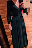 I had been looking for a dress like this for my bridesmaids and could not be more thrilled with this purchase. The dress is a great material, great quality, and looks beautiful on. I ended up ordering one for myself I love them so much!
The color in person is true to the online photos, it's a beautiful deep green.
If you're looking for more chest coverage, I would size up. The dress is long (I'm 5'10 and the dress perfectly skims the floor barefoot) so shorter purchasers may need to anticipate a higher heel or hemming. Overall this dress is absolutely perfect and I cannot recommend enough! - Stacey F.