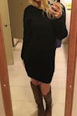 Waited for this to come in black and it was worth the wait! I ordered a small as the last dress I bought from Lulus was XS and I had to return it for a small. The small fit well but I could have gotten away with an XS I think. 
But the small was the perfect looseness. I wore it with knee high boots on a cool fall night and it was perfect! - Heidi C.