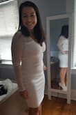 Decided to buy a size M because I didn't want it to be clingy. It was comfortable but a bit long. - Yolanda S.