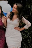 It fit pretty lose especially in the top. I liked how the sleeves weren't to tight and the neck line wasn't too low, Overall I am glad that I chose this dress for homecoming. - Linda R.