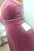 Five of us ordered this dress as bridesmaid gowns. We are all varying in body shape and bust sizes. I will say this dress is flattering on each and every one of us. It's very classically cut, but still has a bit of sex appeal with the plunging neckline. Our bride is extremely happy with our pick! 

The dusty purple has a beautiful magnetic, silver tone. However, our bride wanted the Magenta color instead, so I returned the purple and got the Magenta. WOW. Gorgeous!!!! I am so in love with the soft velvet, romantic feel of the gown. The color perfectly matches her vision...but honestly, either color is stunning!

The fabric is heavy, and you can tell is good quality. A few of us did have a little issue with the bust, where the seam was coming loose, but nothing that couldn't be quickly fixed. Also, the dress is very long, so unless you're >5'10" expect to get it hemmed.

The bride was set on a velvet dress, and hands down, this was definitely the best value out there!!! We've looked for months and could not find anything under $300. We are so happy with this score! - Amber R.