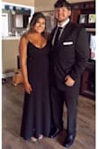 I wore this for a black tie wedding and absolutely loved!! Is a thick material which made me feel very secure in it. Had to wear a strapless bra, definitely wouldn't have gone braless. Very movable for dancing! - Laura C.