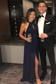 It's a very elegant, stunning dress. I received a ton of compliments. The dress was very comfy and fared well throughout the night. The inner dress doesn't ride up which is key. The sheer part is a little too long and did get walked on a few times, so you may need to hem if you're 5'4 and shorter. - Joyce D.
