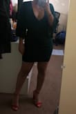 Fit of this dress is amazing. Even though it has a deep cleavage, it barely budged which I love because I don't want to worry about fixing the dress every minute. The sleeves are very flattering and material is breathable. So if you are like me and want to hide your broader arms, I'd recommend this dress. In addition, it is the perfect kind of short for a dress. The color is very flattering and same as the picture. - Chantal F.