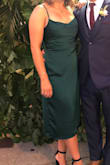 The fit and style was great. Really pretty emerald green color. The fabric is thin and cheap. - Talia A.