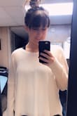 This shirt is BEYOND comfy, and so easy to style. Will be purchasing more for sure. I usually wear small or medium and definitely choosing the smaller size was the right choice since it's a very loose fitting comfy shirt. - Brooke S.