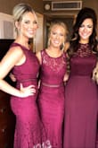 Bought this dress for a wedding. Fits amazing! The length was perfect with 2 inch heels... fell perfectly. So easy to walk in, and dance in! You can wear a nude bra underneath and you wont be able to tell through the lace. The blondes in my photos have on this dress, the brunettes have on a different dress. - Kelly H.