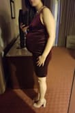 Bought this dress for a Christmas party. I was 5 months pregnant. I probably could have been okay with a M, but went with the L to be on the safe side. This dress was very comfortable and so pretty. Got tons of compliments. - Erika R.