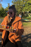 Love this jacket, it's like wearing a fuzzy blanket. I ordered a size up to be sure I could fit sweaters underneath without feeling too tight. - Michele F.