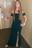 I wore this dress to a black tie wedding in AZ and it was absolutely perfect. The green was so bold and the style was gorgeous. I got a million complements on it. The slit on the leg isn't too high either, its flattering and classy. Loved the dress and can't wait to wear it again! - Callan D.