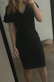 I was really nervous about ordering this dress. I have a curvier hourglass/pear shape with a small waist and I always go for dresses with lots of room to fit (let's be honest, hide) my more muscular thighs and fuller hips/butt. I decided to order this dress for a wedding that I have coming up and I am SO thrilled with how it fits. The midi-length hem isn't too long for my 5'3" frame when I have heels on and the structure of this dress is incredibly flattering. There is some extra room around the chest because I am small busted, but it's by no means so loose that it's an issue. The sleeves on this are great because they're flirty but also allow space for those of us who have muscle or any ounce of body fat *gasp*. I would say this dress fits pretty true to size, even though I'm a size small 99% of the time ordered a medium. If you have a curvier/fuller lower body I would lean towards going a size up or opting for the larger size if you are between sizes, but if you have a straighter/leaner lower body I would stick with your normal size. - Rachel A.