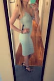 Love the material on this dress stretchy but hugs you at the same time. The length is great and the color is awesome! Highly recommend! - Sandy N.
