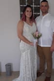 This dress was perfect for my small court wedding. I got sooooo many compliments and people thought I spent hundreds of dollars on it! The fit was wonderful and the train was sooo beautiful. Don't pass this up! Honestly 10/10!! Give it a try! - Kiara M.