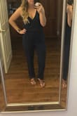 Really cute and comfortable! The material is perfect for dressing up and dressing down. I dressed it down with flat sandals but heels would have been perfect for a dressier outing. Because I'm only 5'4" the tight part on the bottom of the pants was hidden but it still worked! - Ashley M.