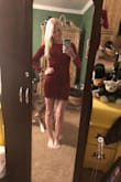 I loved the way this looked and felt but when I put it on it was way too short. If I moved at all then it instantly went up. If I was to drop something then there was no way I'd bend down to pick it up. I don't think it was really a size issue but more of a height issue for me. I'm worried if I got a size up then the front wouldn't look right... I'll be having to return this one unfortunately. - Tasia E.