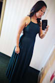 I ordered this dress for a wedding at the end of June. It was perfect. The material is far from feeling "cheap". It had a nice lining underneath, which made the dress a little heavy/weighted. It was also very flowy. It was very comfortable. - Rachel Y.