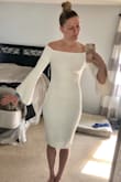 I got this for my rehearsal dinner coming up in March - I put it on and fell in love. I'm normally picky when it comes to white items as they tend to show every single thing but the material on this is so well made. It is thick which will be perfect for a Colorado mountain wedding rehearsal & fits like a glove!! Can't wait to wear it! - Shannon P.
