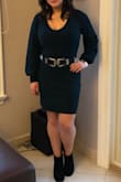 The material is thick and high quality, but not so thick it distorts your shape. It runs a bit large, I ordered a M and it's a bit big, but it's sooooo comfy and it still is fitted enough to give a nice shape, especially with a belt. I'll probably end up buying it in another color, maybe in a smaller size. - Nic V.