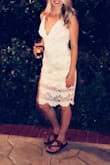 I love this dress!! Wore it on vacation. Super comfortable actually and made of great, solid material. Thick as it needs to be for structure. Did not need a bra. I will def wear it again to something more formal in the future. Also - wear heels! I was until they hurt and then I just wore those silly sandals, but this is a classy dress and deserves great shoes! - Tricia W.