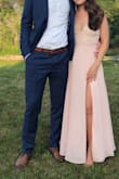 This dress fit beautifully and was very comfortable. I had a slot added to make it a little more sexy, and since it was a hot July wedding I knew it would cool me down. - Mary