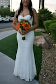 This dress was perfect for me! I got married in Aug.2018, in Las Vegas. I really didn't want to "overdo it" on a dress. I decided to budget around the $100 mark. My bestie turned me on to Lulu's site and I was hooked. I originally ordered a Medium and when it came it was slightly too big in the crotch and hip areas. I considered getting it altered but that would have cost just as much as the dress. I exchanged it for a small and went on a little diet, a week or so leading up to the big day and it worked perfectly. It hugs the curves and was perfect in length when I wore sandals, as I am 5'10" (heels wouldn't have worked). Choosing a bra was tricky because my strapless made me have back cleavage. LOL. Not cute- so I ordered one of those backless bras that stick to your bust and creates cleavage as you pull a drawstring in the center...anyways I was super happy and I got lots of complements! I did also wear my spanx under it to help control the (mommy) pudge. #LOVELULUS #SHEROWLOVESTORY2018 - Amy S.