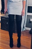 I love these boots. They are super cute! I wore them with a long sleeved dress (that I bought just to go with the shoes) and tights since it's quite cold out.

I wear an 8.5 and found the toe box to be a little smallish; however if I went up a size I was afraid my foot would not fit into back of the boot correctly. So I will keep the size I have. - Shane S.