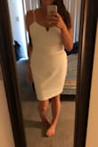 I love this dress. I wore it to my rehearsal dinner and wish I wore it to my bachelorette party! It's fitted but comfortable and flattering! - Delora Y.