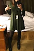 It is a little short so tights are recommended. Fits very nice and it's double layered. - Cathy L.