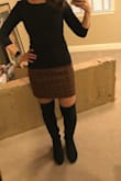 I personally prefer the hidden zipper on this side versus back, so this skirt was a great find. It is very flattering and lays nicely. I paired it with tall boots and a simple black shirt. Husband very much appreciated the look. - Amber E.