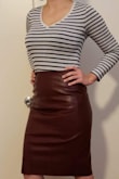 I have an hourglass shape so it fit perfectly around the hips, if not a little tight, and then superrr loose around the waist. Maybe I could add a belt to it or something to bring it in up top? A little disappointing. - Rachel S.