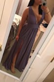 This dress is so pretty! The quality for the price is awesome! The only complaint I have is that the waistband does not stretch! Also, I am 5'1" and had to take 2 inches off of the bottom even with 3 inch heels on. - Megan L.