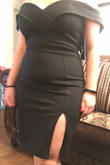 This dress is comfortable. It's not too short and you don't have to worry about it going up or down. The material is thick and fine enough to avoid seeing through it. Definitely recommend this dress. I ordered a Large as I am typically a L/XL but L fit me perfectly. The dress was not tight but yet fitted. A perfect and beautiful dress! - Maury C.