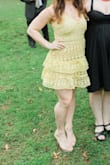 I got this dress for a wedding and let me tell you, I'd wear it over and over. It's true to size - I'm 5'1, 130 lbs and a 32DD size. It's not too short, it has adjustable straps, and it does not show too much cleavage. - Erica W.
