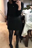 I love this skirt, I wore it three days in a row. It is not too short and looks great with and without tights. It is a little loose on the hips but I like wearing spandex underneath and that makes it fit perfectly. - Rachel C.