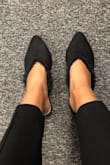 Very cute pair of shoes, they fit perfectly, the only thing is my feet sweat in them. At least they're slip on and I work at an office by myself so I have the chance to slip them off while I work at my desk. - Desiree G.