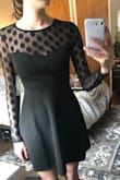 The dress fits beautifully and looks just like the photo. Unfortunately there is no zipper so it was a real struggle getting it on and off. Decided to return. - Katie I.