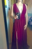 I bought this dress to wear to my boyfriend's sister's wedding. The fit is perfect! I normally wear a 6/8 or a M/L in dresses, so a M in this was perfect for me. I did consider sizing up but stayed with the M and I'm glad I did (L would've fallen right off). Of course it's a little long but that was expected! I'm wearing 3 inch (nude) heels and getting it hemmed. The shoulders have little elastic strips in them to keep the dress from slipping but I think I'll also use some tape since I'll be dancing. My only wish is that I had a bigger bust to really fill it out, but c'est la vie! - Madison R.